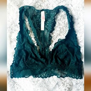 VS Pink Dark green lace bralette. Size small.